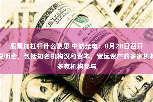 股票加杠杆什么意思 中航光电：8月28日召开业绩说明会，包括知名机构汉和资本，宽远资产的多家机构参与