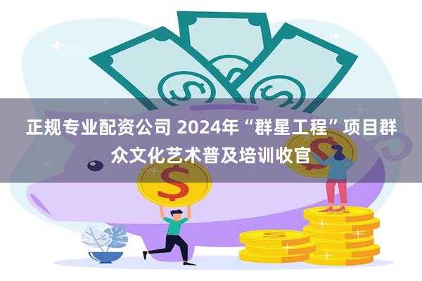 正规专业配资公司 2024年“群星工程”项目群众文化艺术普及培训收官