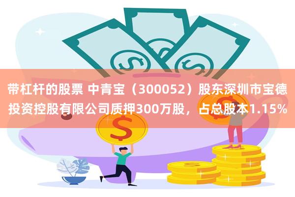 带杠杆的股票 中青宝（300052）股东深圳市宝德投资控股有限公司质押300万股，占总股本1.15%